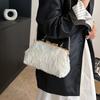Bolsa de pelúcia com lantejoulas para outono e inverno 2024 nova moda bolsa transversal com corrente de ombro doce bolsa portátil tipo concha
