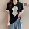 Diseño de Camisa Polo con Estilo Casual de Hombros Descubiertos, Manga Corta, Camisa Base Talla Extra para Mujer, Camiseta de Verano Adelgazante para Chicas Talla Extra