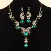 Conjunto de joias de colar e brincos gota d'água ultra brilhantes europeu e americano, conjunto de duas peças de moda de luxo leve europeu e americano para vestidos de noiva, fornecimento transfronteiriço