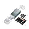 Leitor de Cartão USB 3.0 Dois-em-Um Suporta Cartão TF e Cartão SD, Uso Duplo para Celulares e Computadores, Portátil Tipo-C com Dupla Interface