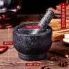 Mortero y Pilón de Piedra para Ajo Triturador de Ajo Molinillo para Pasta de Ajo Tazón para Moler Doméstico Mortero de Piedra Tarro Triturador de Ajo Manual
