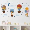 Adesivos de Parede Autoadesivos de Balão de Ar Quente com Fita de Animalzinho Cartoon Decoração de Parede de Fundo para Quarto de Crianças Adesivos Br93504