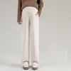 Calça Wide Leg Gestante Primavera e Outono 2026 Nova Calça Casual Tamanho Grande Mães Plus Size Roupa de Gravidez Plus Veludo Plus Espessa Calça Longa Reta