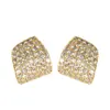 Venta Caliente Transfronteriza Pendientes Geométricos Curvos de Lujo Ligero Europeos y Americanos Incrustados con Rombos de Circonita Pendientes de Moda con Personalidad y Temperamento para Mujer