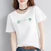 2788 # Camiseta de Manga Corta para Mujer, Holgada Estilo Estudiante Versión Coreana (95 Algodón 5 Spandex) (Nuevo Tamaño XXL)
