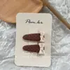 Nuevo Pasador de Lunares Color Café Dulce Estilo Coreano Pinza Lateral de Tela con Lazo para Niños Flequillo Roto Encaje