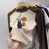 Camiseta de Manga Larga de Felpa para Niñas Ropa Otoño/Invierno Niños Medianos y Grandes Bloque de Color Cuello Redondo Top Cálido para Capas