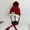 Gorro de punto con orejeras de Hello Kitty transfronterizo, forrado de felpa y engrosado, con pompón y diseño trenzado, gorro cálido para mujer