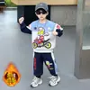 Conjunto de invierno para niño Ultraman 2026 estilo nuevo, sudadera para bebé con forro polar y engrosada, ropa para niños, ropa deportiva para niños