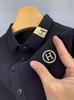Camisa de Comércio Exterior Business Verão Masculina Manga Curta Bordada Lel Tamanho Grande Camisa Polo Tendência Cor Sólida Top Masculino
