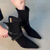 Primer Encuentro Temporada Botines Delgados de Tacón Alto para Mujer 2026 Piel Mate Hebilla Punta Fina Botines Cortos con Temperamento Botines Individuales de Tacón Delgado Retro