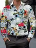 Camisa Casual para Hombre Cómoda Elástica en Cuatro Direcciones Estampado Floral 3D de Manga Larga Tendencia Europea y Americana Transfronteriza Amazon para Hombre