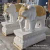 Figurillas de Elefante de Piedra Estilo Tailandés en Mármol Blanco con Acentos Dorados, un Par de Elefantes de Piedra para la Entrada del Hogar, Adornos Auspiciosos para las Entradas de Empresas