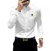 Camisa de alta qualidade 26 nova, estilosa e descolada, resistente a rugas para homens, elástica, slim fit, bordada, casual, de manga comprida