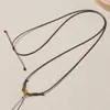 Cordón ajustable de cuero encerado para colgantes de jade, correa para el cuello para hombres y mujeres, cordón de oro versátil y simple para colgantes