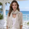 Pañuelo ligero con estampado floral de encaje para primavera y verano con decoración de retazos para mujer, pañuelo de cuello estilo retro pastoral