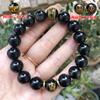 Pulseira Benmingfo de Obsidiana de Ouro Natural de Duas Faces para Homens e Mulheres Pulseira do Zodíaco Yao Preto True Words de Seis Caracteres