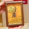 Popular Caja del Tesoro Dorada Marco de Fotos Adorno Feng Shui para Atraer Riqueza, Pequeño Lingote Cuenco del Tesoro, Soporte de Exhibición de Fortuna con Monedas de Oro, Regalo Coleccionable