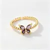 Anillos de Cereza y Fresa en Stock con Circonita Multicolor, Anillos Abiertos Chapados, Estilo Dulce, Accesorios para Uso Diario, Suministro Directo del Fabricante