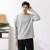 Camiseta Casual de Manga Longa com Camada de Ar Estilo Jovem Outono Nova Pulôver Solto Moletom Unissex