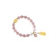 Pulsera de Cristal de Fresa Natural Buena Suerte para Mujer Pareja Diseño Nicho Flor de Durazno con Pulsera de Perlas de Cera de Abeja