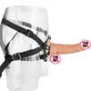 Calça de masturbação feminina Muhuan com pênis de simulação em couro, calça de couro, brinquedos sexuais para adultos no atacado