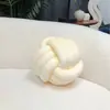 Estilo Nórdico Ins Cojín Trenzado de Cuerda Hecho a Mano Decoración del Hogar Bola de Nudo de Terciopelo de Cristal Almohada Decorativa para Sofá/Cama/Cabecero