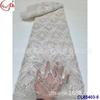Estilo francês bordado com lantejoulas de ponto fino miçangas renda de malha tingida transparente macia acessórios vestido roupa de noite tecido de renda