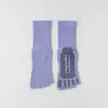 Calcetines de Yoga de Cinco Dedos para Mujer Calcetines de Algodón Puro de Media Pantorrilla Antideslizantes Profesionales para Pilates Deportes de Interior Fitness Calcetines de Punta Larga