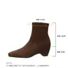 Botines Cuadrados Coreanos de 9 cm de Altura Elegantes y Delgados para Mujer 2026 Nuevos Botines con Cremallera Lateral de Tacón Alto Moda para el Trabajo