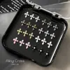 Nuevos accesorios de aleación para uñas con cruz incrustada de pequeños diamantes, mini decoraciones metálicas punk para uñas mixtas al por mayor
