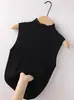 Chaleco de Punto Base Blanco de Cuello Medio Alto para Mujer, Top Ajustado sin Mangas, Adecuado para Usar Debajo de un Traje