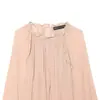 Blusa de Moda Feminina 2026 Estilo Europeu e Americano Solta Plissada com Laço Gola Alta Manga Lanterna Camisa E490751