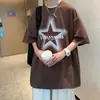 Camiseta Trendy de Peso Pesado Estilo Hong Kong para Hombre Verano Ins Trendy Calle Alta Europea y Americana Algodón Puro Manga Corta Holgada Oversize