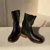 Botas Martin de Trabajo de Color Lavado Retro con Diseño de Nicho para Mujer 2026 Otoño/Invierno Nuevas Botas Vaqueras Occidentales de Punta Redonda Botines de Moda