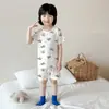 Pijama para Niños Niños Traje Delgado de Manga Corta Niñas Ropa de Casa para Aire Acondicionado Seda de Hielo Transpirable Clase A 0-10 Años Bebé