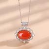 Collar de Plata de Ley S925 Tendencia Nacional Ágata Rojo del Sur para Mujer, Nuevo Estilo Chino Retro Colgante de Concha Perla Jade Natural Hetian Cadena para Clavícula en Stock