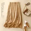 Falda midi de punto cruzado del sudeste asiático para primavera y otoño, talla grande, corte holgado, artística, retro, bordada, falda étnica de doble capa, adelgazante