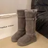 Botas de Algodão Quente Espessadas Convertíveis de Cano Alto, Botas de Neve de Cano Médio para Mulheres, Novo Estilo de 2026, Couro e Pelo Integrados