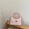 Bolsa de Mão Feminina Plissada Fashion Estilo Coreano 2026 Nova Estampa Floral Bolsa de Ombro Moda Bolsa Transversal