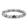 Pulsera elástica de cuentas redondas de piedra volcánica y ojo de tigre natural exclusiva transfronteriza, joyería de pulsera unisex de piedra natural