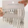 12 pares de Aretes de Aro Circulares de Perla Artificial Blanca Pendientes traje Pendientes