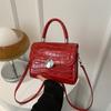 Bolso de Mujer Redondo con Cierre de Estilo Coreano Moda Casual con Texto Nuevo Primavera 2024 Retro Portátil Cruzado al Hombro