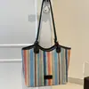 Bolsa de Lona Tecida Color Block Portátil e Fashion, Bolsa Tote Casual para Viagem, Design Simples de Nicho, Bolsa Versátil para o Dia a Dia para Mulheres
