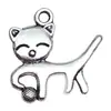 Liga de Prata Antiga Desenho Animado Animal Gato Pingente DIY Pulseira Colar Acessórios de Joias Venda Quente Transfronteiriça