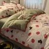 Estilo ins caricatura tipo A borde de hilo abullonado juego de cuatro piezas sábana para estudiante funda de edredón juego de tres piezas para cama de dormitorio