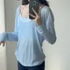 Ropa de Yoga para Mujer, Verano 2026 Nuevo Cubre Ropa Deportiva de Running de Secado Rápido, Camisa Fina de Manga Larga para Pilates y Fitness para Principios de Otoño