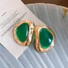 Brincos de Pino Pendentes Ovais em Acrílico Agulha de Prata para Aquarela Estilo Nicho de Luxo Brincos com Personalidade Retrô Acessórios de Brinco Modernos para Mulheres