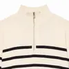 Comercio electrónico transfronterizo, Ropa de mujer estilo europeo y americano, Artículo popular de ZA en AliExpress, A la moda y casual, Suave y elegante, Suéter de punto a rayas con cremallera