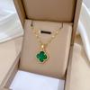 [Acero titanio] Collar de la suerte para mujer, con microincrustaciones de cobre y oro real, galvanoplastia, cadena de clavícula delicada para celebridades de Internet.